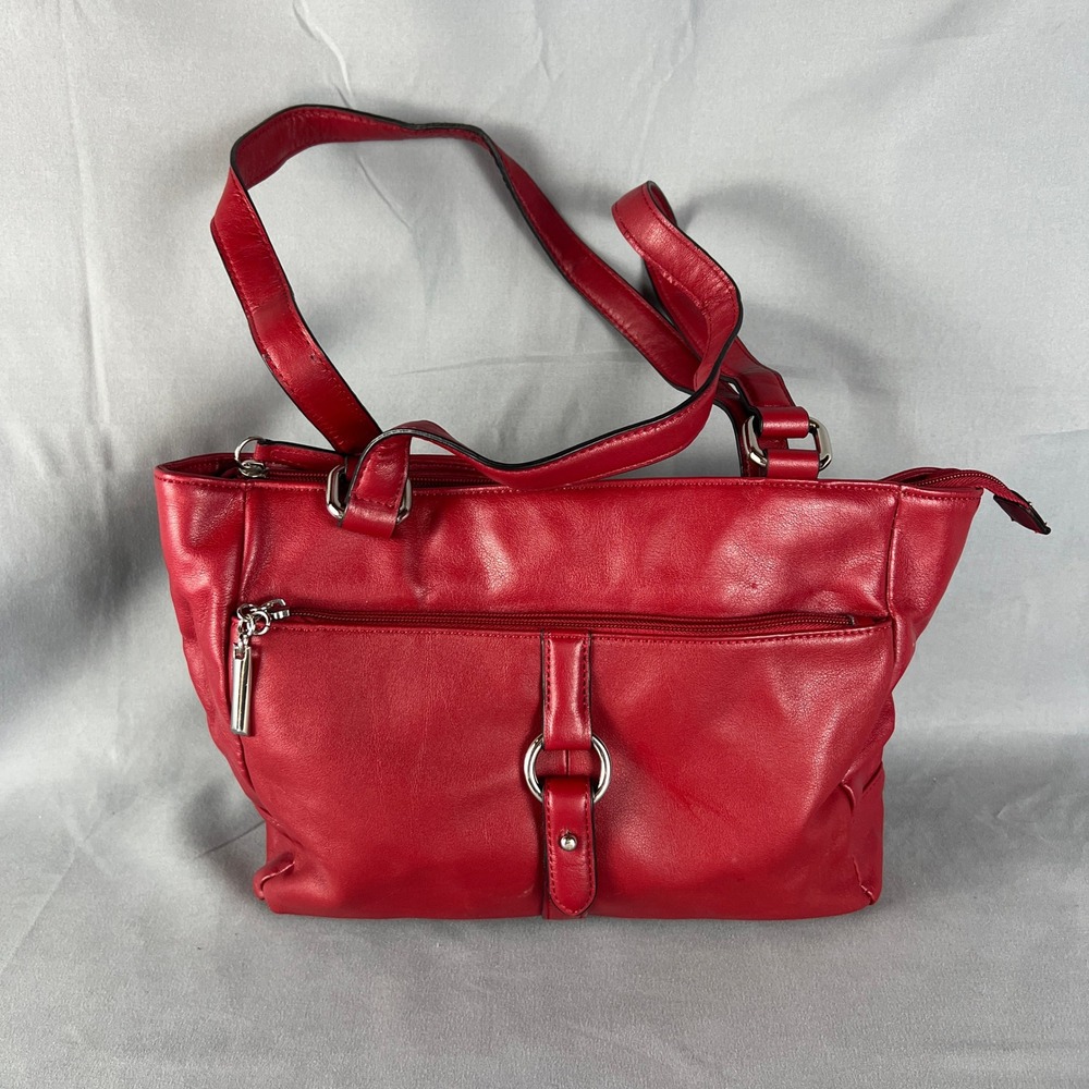 Giani Bernini Shoulder Bag Womens Red Faux Leather Silver Tone Hardware